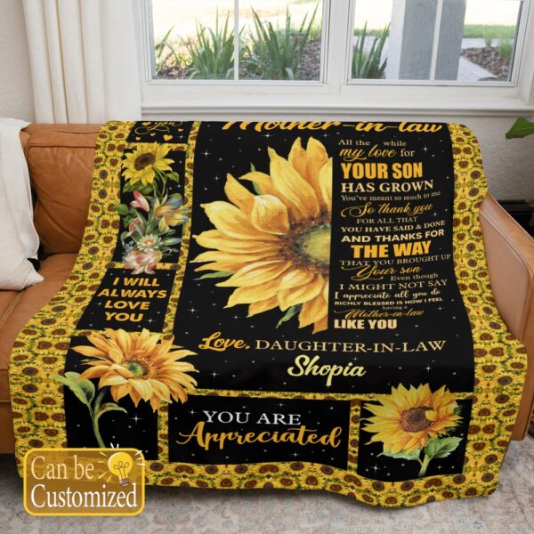 Blanket For Mother In Law Blanket To Mother In Law From Daughter In Law Sunflower Blanket, Blankets For Mothers Day