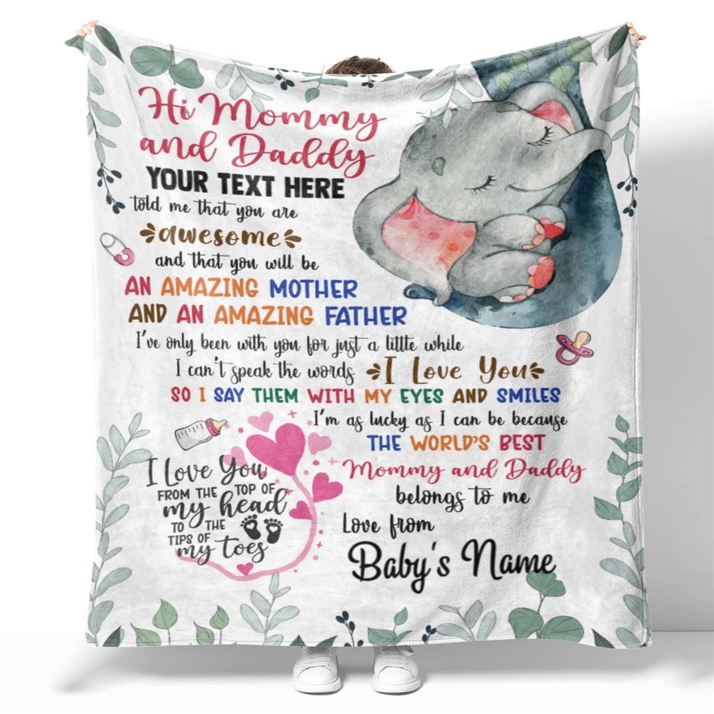 Blanket For New Mom Dad Cute Baby Elephant Girl Top Of My Heart From Baby Blanket, Blankets For Mothers Day