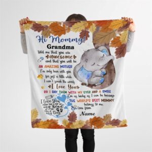 Blanket For New Mom From Baby Baby Boy Cute Blue Elephant Autumn Leaves Blanket Blankets For Mothers Day 2 lddbnb.jpg