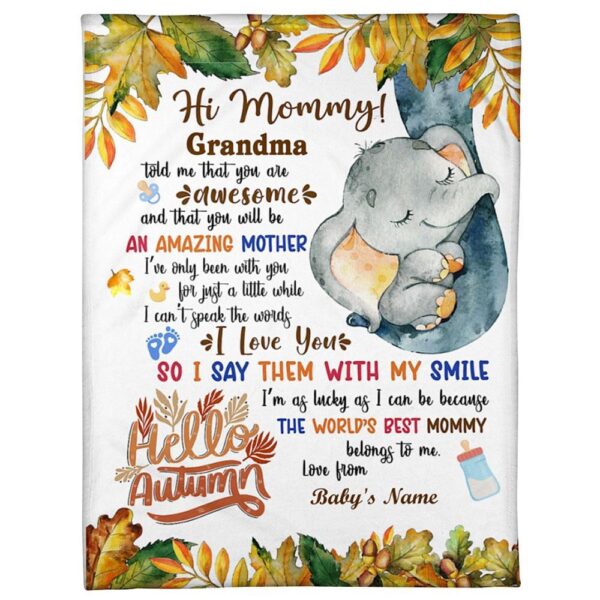 Blanket For New Mom From Baby Baby Elephant Autumn Season Footprint Blanket, Blankets For Mothers Day