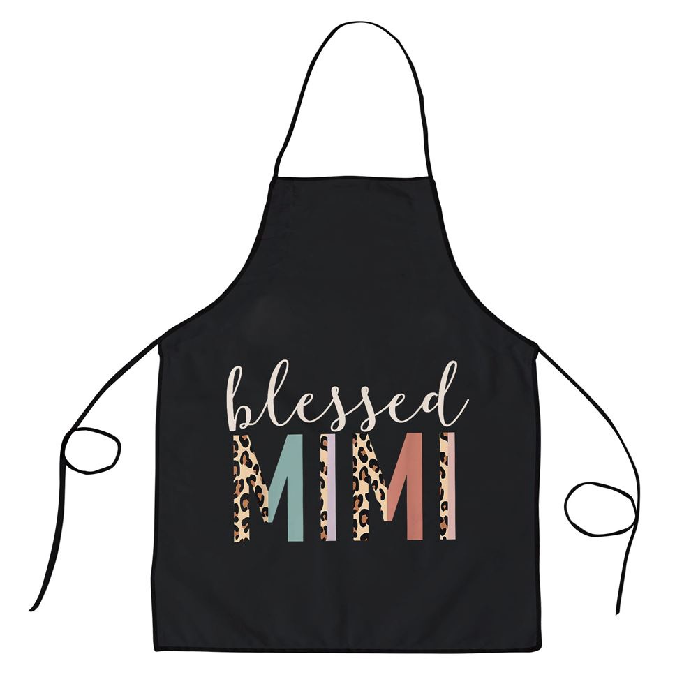 Blessed Mimi Cute Leopard Print Apron, Aprons For Mother’s Day, Mother’s Day Gifts