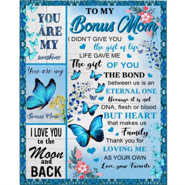 Bonus Mom Mothers Day Gift Thank You Loving Me Step Mom Gift From Son Daughter Blanket, Blankets For Mothers Day