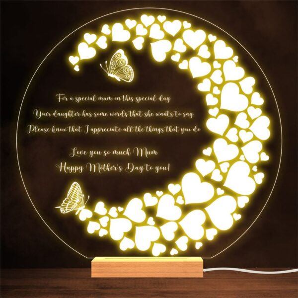 Butterflies Poem For Mother Happy Mother’s Day Gift Night Light, Mother’s Day Lamp, Mother’s Day Led Lights