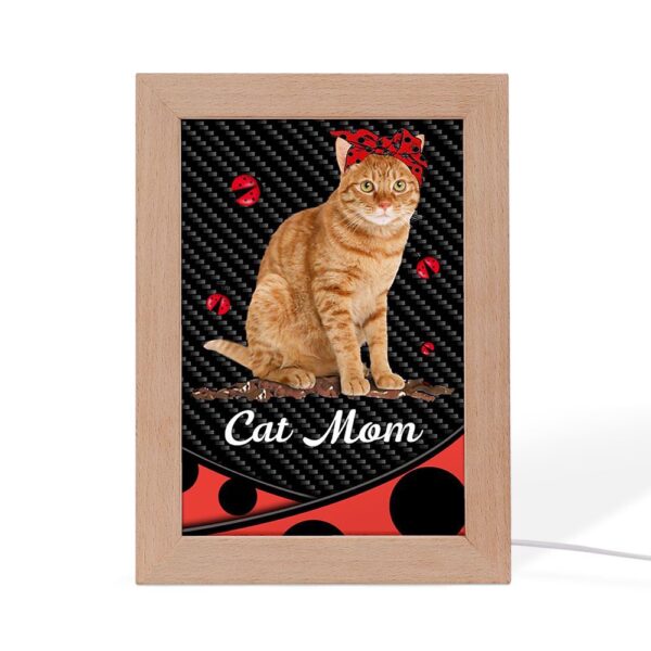 Cat Mom Red And Black Polka Dots, Picture Frame Light, Frame Lamp, Mother’s Day Gifts