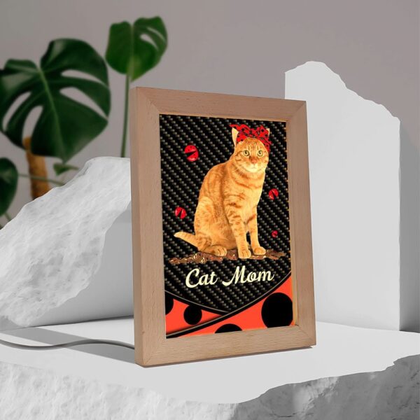 Cat Mom Red And Black Polka Dots, Picture Frame Light, Frame Lamp, Mother’s Day Gifts