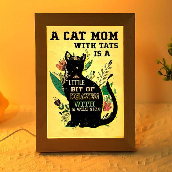 Cat Mom With Tats Frame Lamp Vintage, Picture Frame Light, Frame Lamp, Mother’s Day Gifts