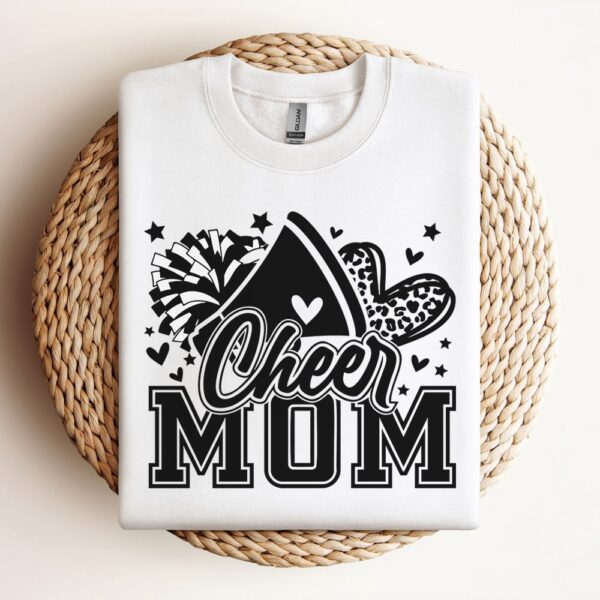 Cheer Mom  Cheerleader Football Leopard Print Heart Sweatshirt, Mother Sweatshirt, Sweatshirt For Mom, Mum Sweatshirt