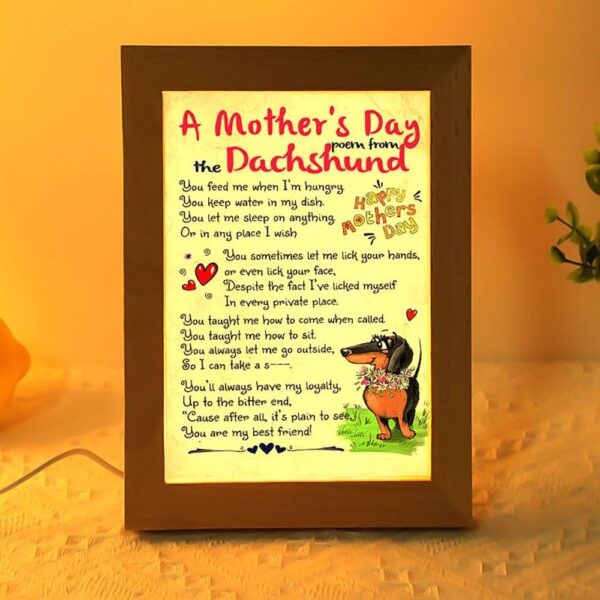 Dachshund Dog A Mother’S Day Poem From The Dachshund, Picture Frame Light, Frame Lamp, Mother’s Day Gifts