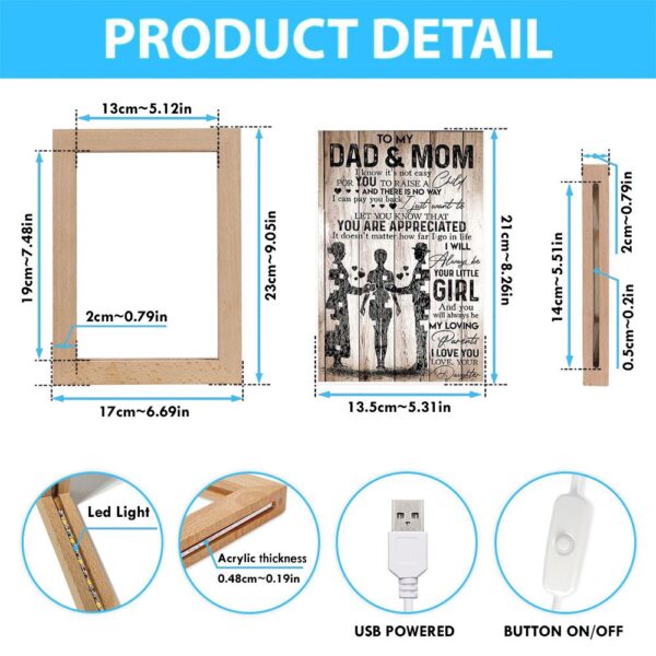 Daughter To Mom And Dad, Picture Frame Light, Frame Lamp, Mother’s Day Gifts