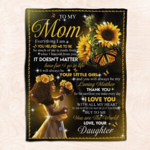 Daughter To Mom Blanket For Black Mom Art Sunflower Fleece Blanket From Daughter Blankets For Mothers Day 1 e0kqmx.jpg