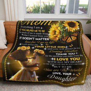 Daughter To Mom Blanket For Black Mom Art Sunflower Fleece Blanket From Daughter Blankets For Mothers Day 2 ynsw49.jpg