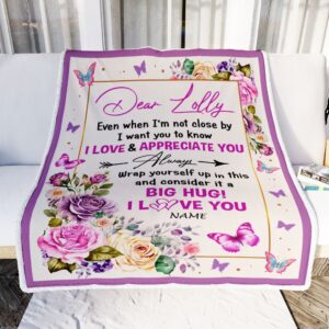 Dear Lolly Blanket From Granddaughter Grandson It A Big Hug Butterfly Rose Personalized Blanket For Mom Mother s Day Gifts Blanket 2 s7ui8x.jpg