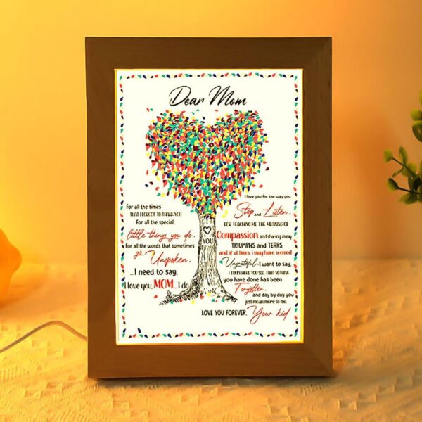 Dear Mom For All The Times That I Forgot Coloful Tree Frame Lamp, Picture Frame Light, Frame Lamp, Mother’s Day Gifts