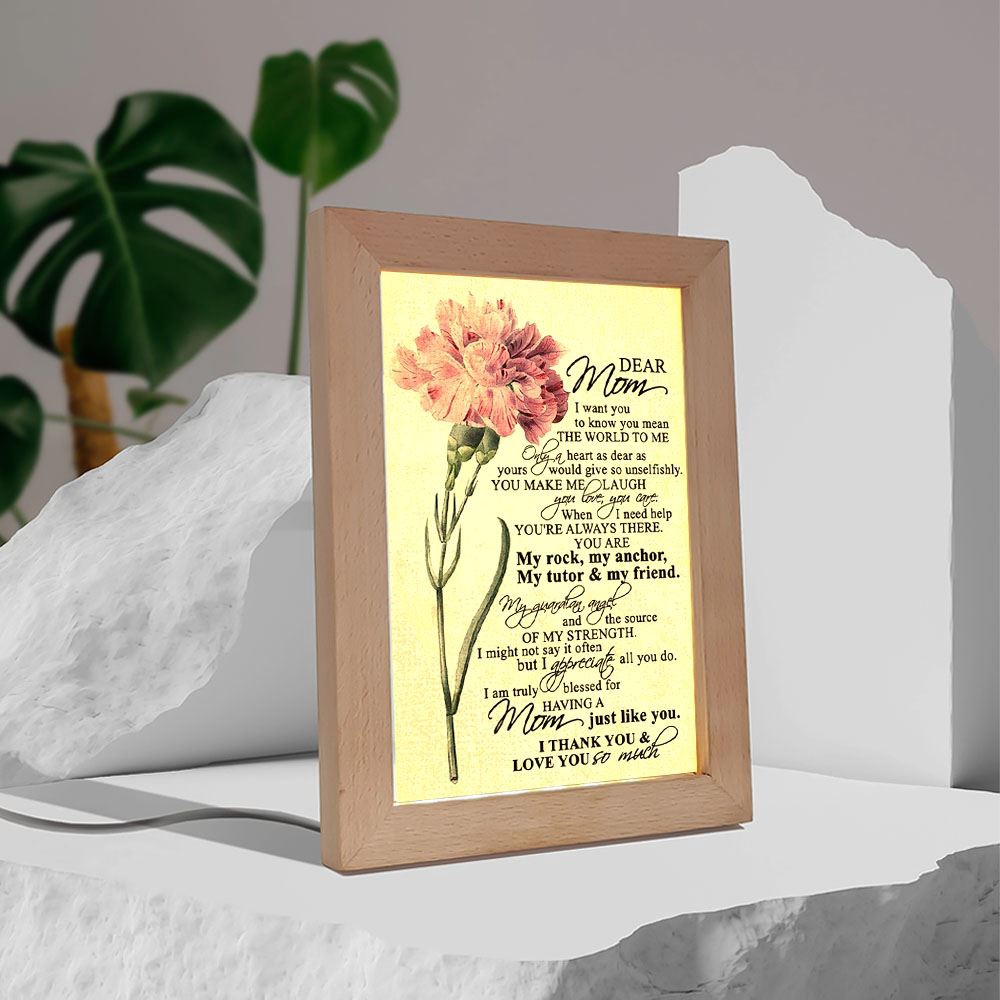 Dear Mom I Want You To Know You Mean The World To Me Frame Lamp, Picture Frame Light, Frame Lamp, Mother’s Day Gifts