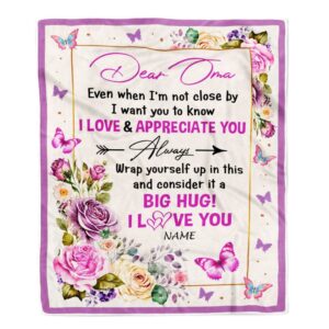 Dear Oma Blanket From Granddaughter Grandson It A Big Hug Butterfly Rose Personalized Blanket For Mom Mother s Day Gifts Blanket 1 irigph.jpg