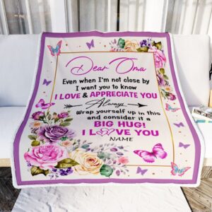 Dear Oma Blanket From Granddaughter Grandson It A Big Hug Butterfly Rose Personalized Blanket For Mom Mother s Day Gifts Blanket 2 xuypcy.jpg