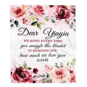 Dear Yiayia Blanket From Kids We Hope Every Time Rose Floral Personalized Blanket For Mom Mother s Day Gifts Blanket 1 zhdd9i.jpg