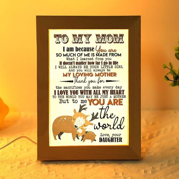 Deer Daughter To Mom I Love You With All My Heart Frame Lamp, Picture Frame Light, Frame Lamp, Mother’s Day Gifts