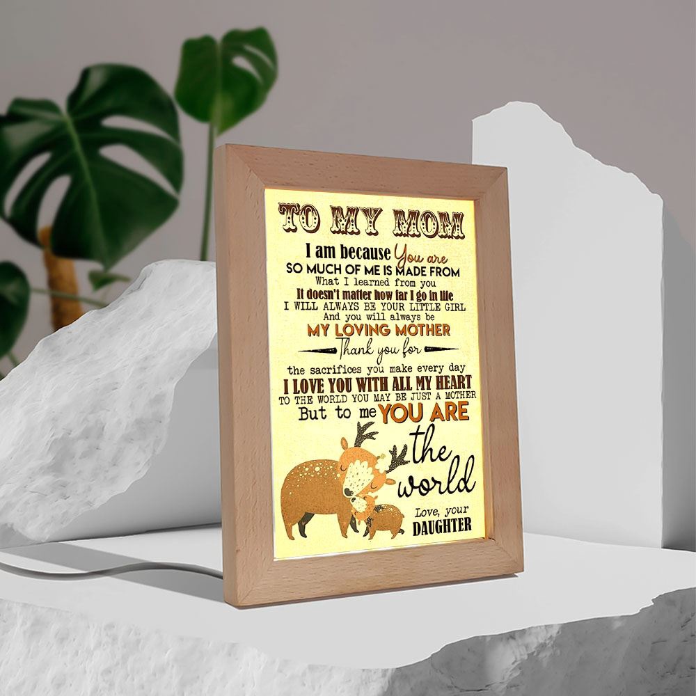 Deer Daughter To Mom I Love You With All My Heart Frame Lamp, Picture Frame Light, Frame Lamp, Mother’s Day Gifts