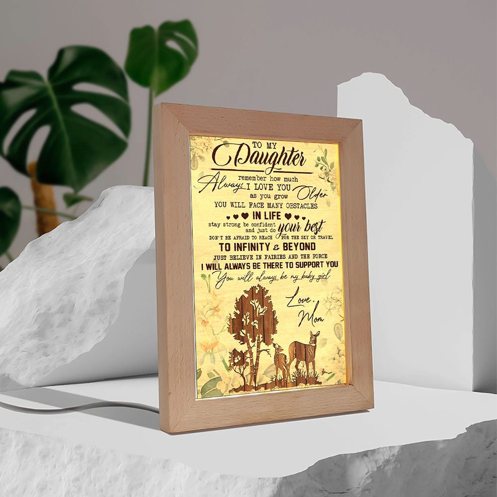 Deer To My Daughter Remember How Much Always I Love You Frame Lamp, Picture Frame Light, Frame Lamp, Mother’s Day Gifts