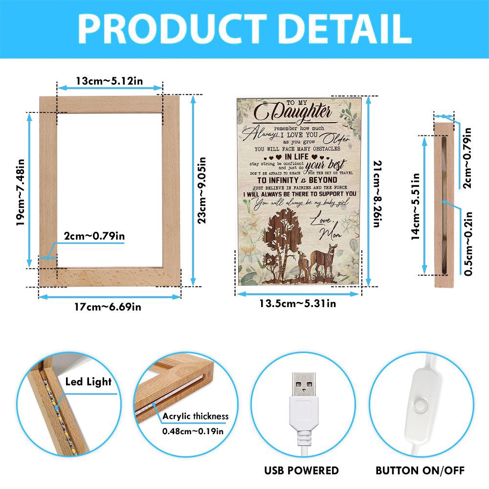 Deer To My Daughter Remember How Much Always I Love You Frame Lamp, Picture Frame Light, Frame Lamp, Mother’s Day Gifts