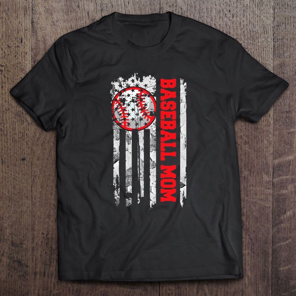 Distressed American Flag Baseball Mom Mother’s Day T-Shirt, Mother’s Day Shirts, T Shirt For Mom