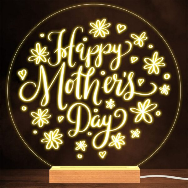 Doodle Flowers Happy Mother’s Day Gift Lamp Night Light, Mother’s Day Lamp, Mother’s Day Led Lights