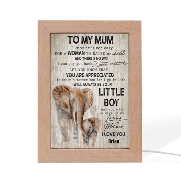 Elephant To My Mum I Know It’S Not Easy Frame Lamp, Picture Frame Light, Frame Lamp, Mother’s Day Gifts