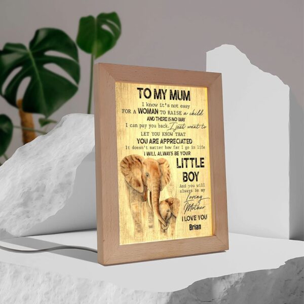Elephant To My Mum I Know It’S Not Easy Frame Lamp, Picture Frame Light, Frame Lamp, Mother’s Day Gifts