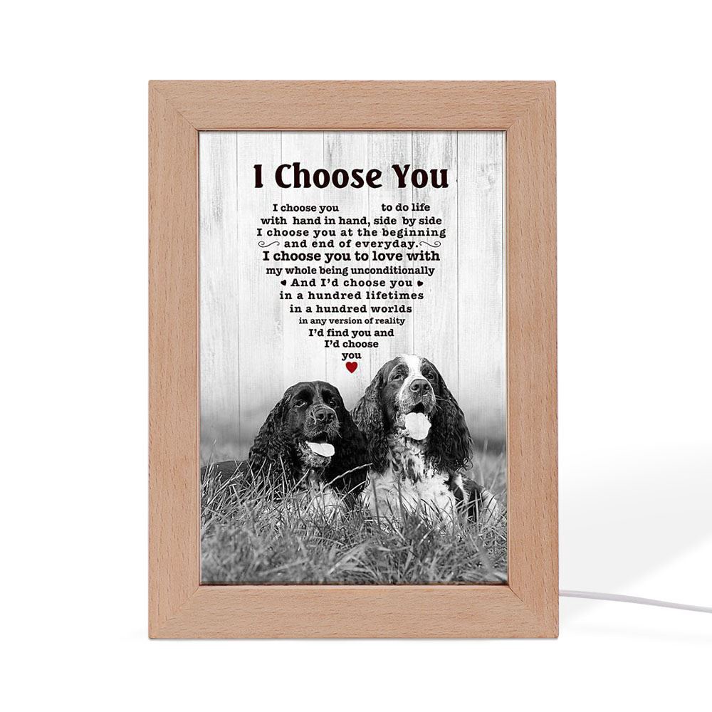 English Springer Spaniel I Choose You Dog Mom Frame Lamp, Picture Frame Light, Frame Lamp, Mother’s Day Gifts