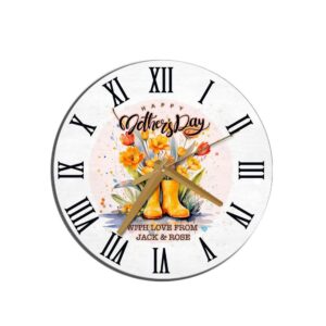 Floral Wellington Boots Mother s Day Gift Personalised Wooden Clock Mother s Day Clock Mother s Day Gifts 1 mrpptq.jpg