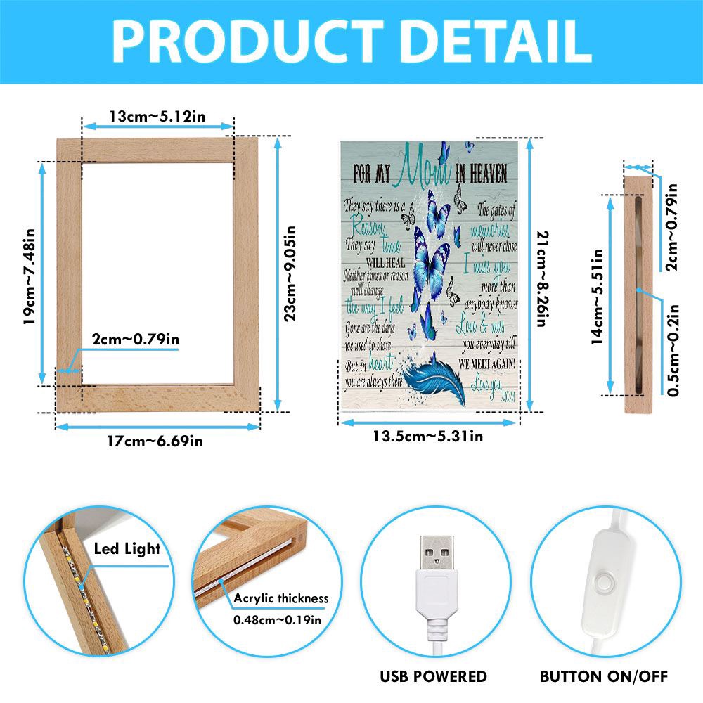 For My Mom In Heaven Frame Lamp, Picture Frame Light, Frame Lamp, Mother’s Day Gifts