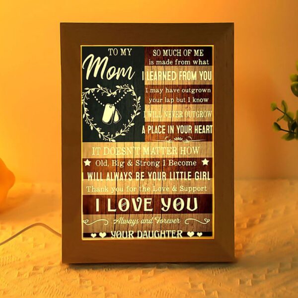 Gift Proud Veteran Mom To My Mom Frame Lamp Vintage, Picture Frame Light, Frame Lamp, Mother’s Day Gifts