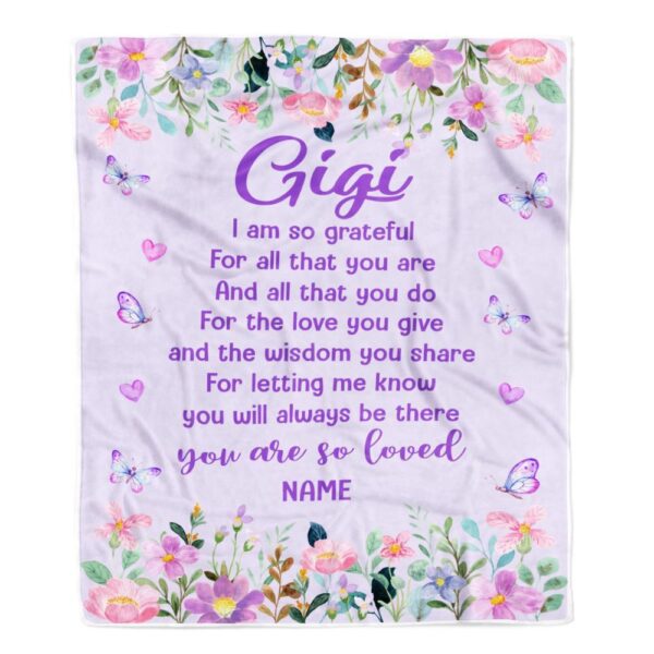 Gigi Blanket From Granddaughter Grandson Floral Butterfly Love You Give, Personalized Blanket For Mom, Mother’s Day Gifts Blanket