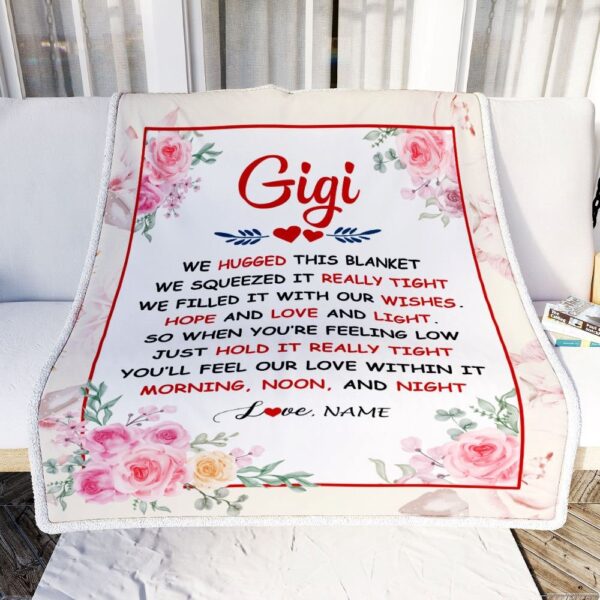 Gigi Blanket From Grandkids Granddaughter Grandson We Hugged This Blanket Floral, Personalized Blanket For Mom, Mother’s Day Gifts Blanket