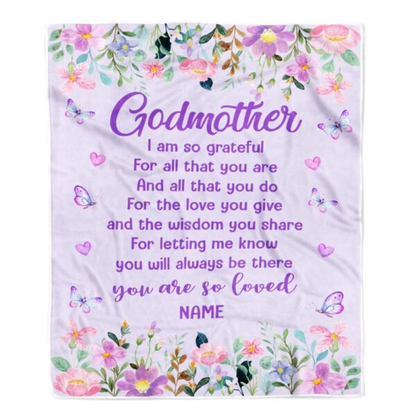 Godmother Blanket From Niece Nephew Floral Butterfly Love You Give, Personalized Blanket For Mom, Mother’s Day Gifts Blanket