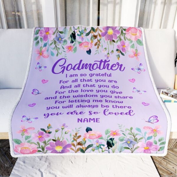 Godmother Blanket From Niece Nephew Floral Butterfly Love You Give, Personalized Blanket For Mom, Mother’s Day Gifts Blanket