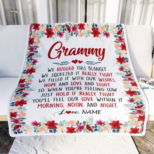 Grammy Blanket From Grandkids Grandson Granddaughter We Hugged This Blanket, Personalized Blanket For Mom, Mother’s Day Gifts Blanket