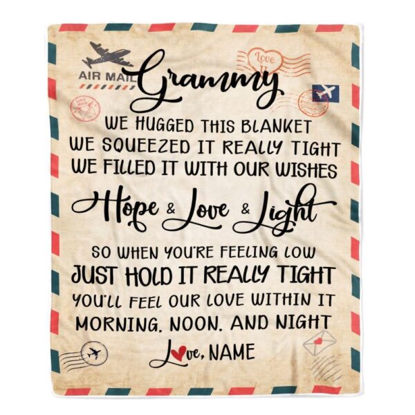 Grammy Blanket From Grandkids We Hugged This Blanket Mail Letter, Personalized Blanket For Mom, Mother’s Day Gifts Blanket