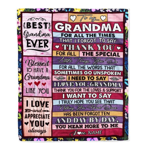 Grandma Blanket From Granddaughter Grandson Thank You For The Love, Personalized Blanket For Mom, Mother’s Day Gifts Blanket