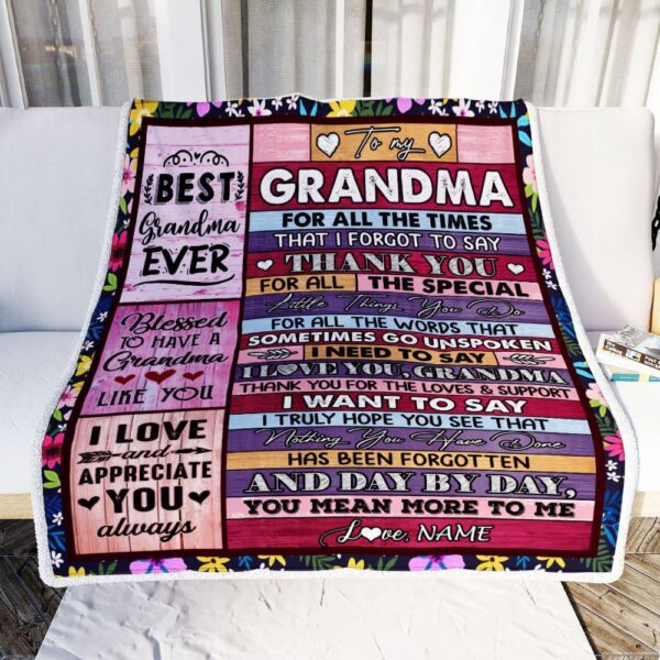 Grandma Blanket From Granddaughter Grandson Thank You For The Love, Personalized Blanket For Mom, Mother’s Day Gifts Blanket