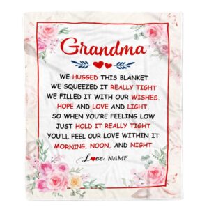 Grandma Blanket From Grandkids Granddaughter Grandson We Hugged This Blanket Floral Personalized Blanket For Mom Mother s Day Gifts Blanket 1 abfrr2.jpg