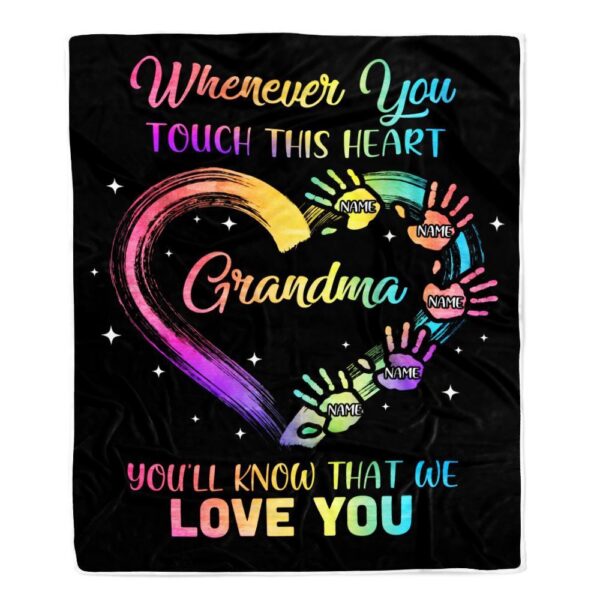 Grandma Blanket From Grandkids Granddaughter Grandson We Love You Grandparent, Personalized Blanket For Mom, Mother’s Day Gifts Blanket