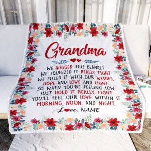 Grandma Blanket From Grandkids Grandson Granddaughter We Hugged This Blanket Personalized Blanket For Mom Mother s Day Gifts Blanket 2 zigdr4.jpg