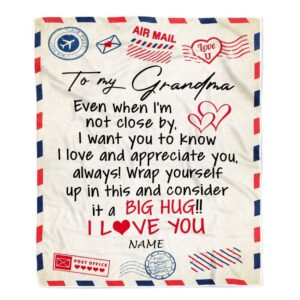 Grandma Blanket From Grandkids I Love You Hugs Air Mail Letter Personalized Blanket For Mom Mother s Day Gifts Blanket 1 q2atex.jpg