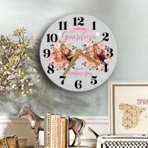 Grandma Mother s Day Gift Grey Flower Photos Personalised Wooden Clock Mother s Day Clock Custom Mothers Day Gifts 2 n83jam.jpg