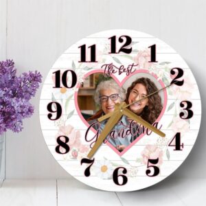 Grandma Pink Floral Photo Frame Mother s Day Birthday Gift Personalised Wooden Clock Mother s Day Clock Custom Mothers Day Gifts 3 o4ry60.jpg
