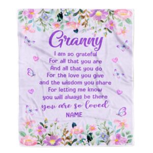 Granny Blanket From Granddaughter Grandson Floral Butterfly…