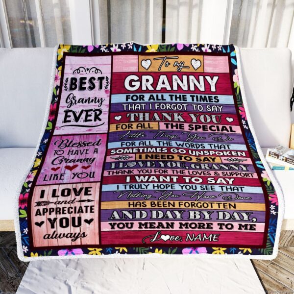 Granny Blanket From Granddaughter Grandson Thank You For The Love, Personalized Blanket For Mom, Mother’s Day Gifts Blanket