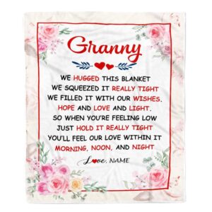 Granny Blanket From Grandkids Granddaughter Grandson We Hugged This Blanket Floral Personalized Blanket For Mom Mother s Day Gifts Blanket 1 ctsftj.jpg